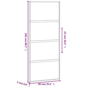 Schuifdeur 90x205 cm gehard glas en aluminium zwart 8