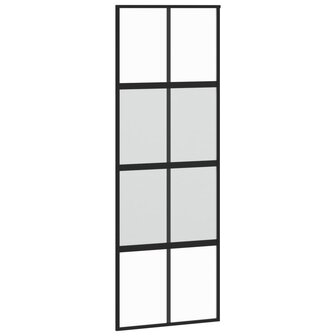 Schuifdeur 76x205 cm gehard glas en aluminium zwart 2