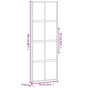 Schuifdeur 76x205 cm gehard glas en aluminium zwart 8