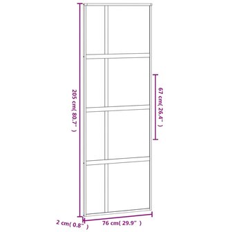 Schuifdeur 76x205 cm gehard glas en aluminium zwart 7