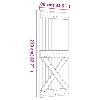 Schuifdeur met beslag 80x210 cm massief grenenhout 11