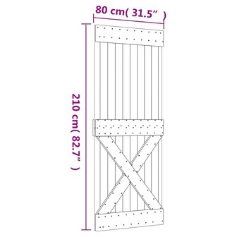 Schuifdeur met beslag 80x210 cm massief grenenhout 11