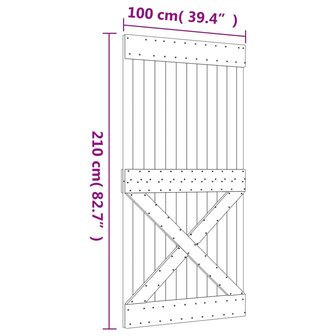 Schuifdeur met beslag 100x210 cm massief grenenhout 11