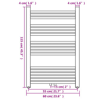 Radiator / handdoekenrek recht 600x1160 mm 8