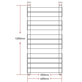 Radiator / handdoekenrek recht 600x1200 mm 6