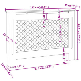 Radiatorombouw 112x19x81,5 cm MDF 8