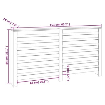 Radiatorombouw 153x19x84 cm massief grenenhout wit 8