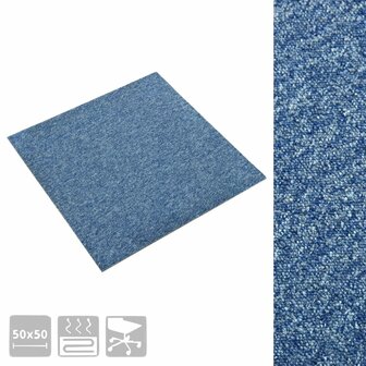 Tapijttegels 20 st 5 m&sup2; 50x50 cm blauw 3