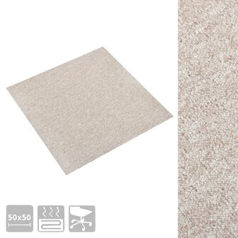 Tapijttegels 20 st 5 m&sup2; 50x50 cm lichtbeige 3