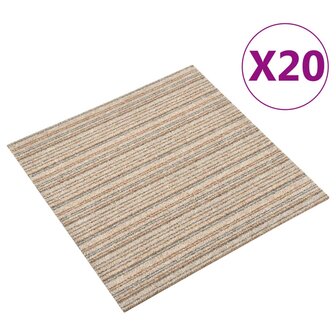 Tapijttegels 20 st 5 m&sup2; 50x50 cm gestreept beige 1