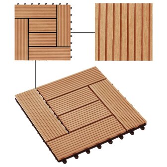 Terrastegels 30x30 cm 1 m&sup2; HKC teakkleur 11 st 4