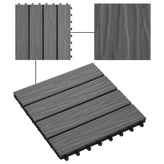 Terrastegels diep reli&euml;f 30x30 cm 1 m&sup2; HKC grijs 11 st 4