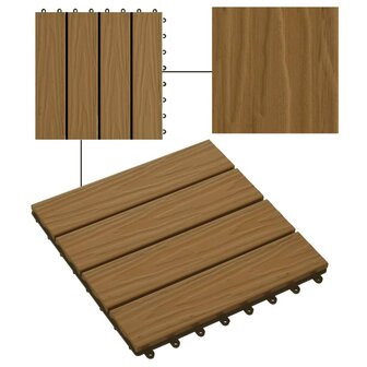 Terrastegels diep reli&euml;f 30x30 cm 1 m&sup2; HKC teakkleur 11 st 4