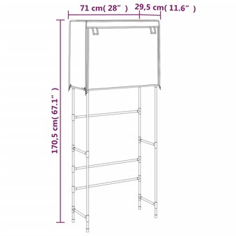 Opbergrek voor boven wasmachine 2-laags 71x29,5x170,5 cm ijzer 9