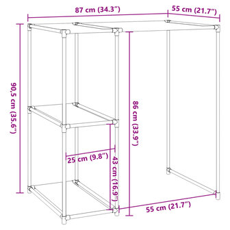 Opbergrek voor boven wasmachine 87x55x90,5 cm ijzer grijs 7