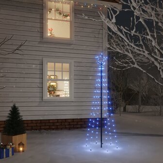 Kerstboom met grondpin 108 LED&amp;apos;s blauw 180 cm 1