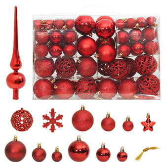 111-delige Kerstballenset polystyreen rood 1