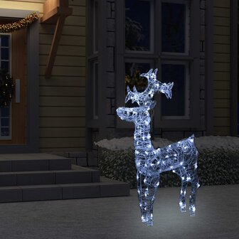 Kerstdecoratie rendieren 90 LED&amp;apos;s 60x16x100 cm acryl 1