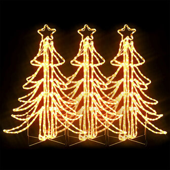 Kerstfiguur boom 3 st inklapbaar met LED&amp;apos;s 87x87x93 cm warmwit 2