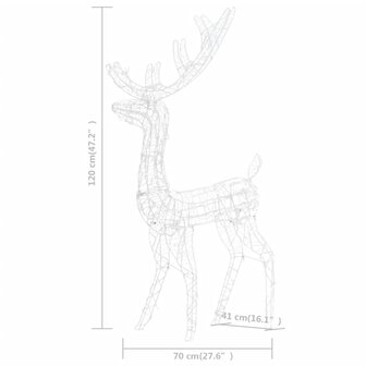 Kerstversiering rendier 2 st meerkleurig 120 cm acryl 9