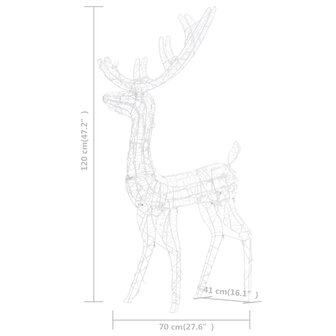 Kerstversiering rendier 3 st meerkleurig 120 cm acryl 9