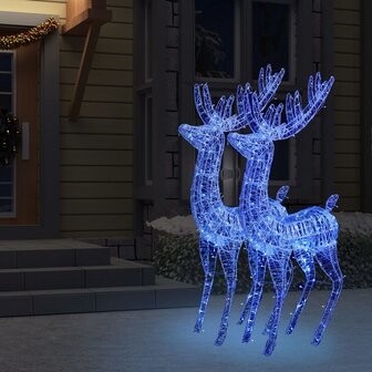 Kerstdecoratie rendier XXL 2 st 250 LED&amp;apos;s blauw 180 cm acryl 6