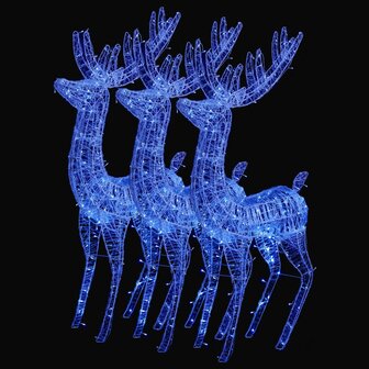 Kerstdecoratie rendier XXL 3 st 250 LED&amp;apos;s blauw 180 cm acryl 2