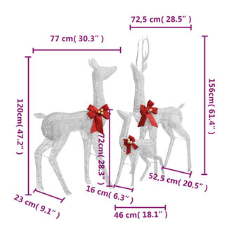 Kerstversiering rendierfamilie 201 LED&amp;apos;s wit en zilverkleurig 7