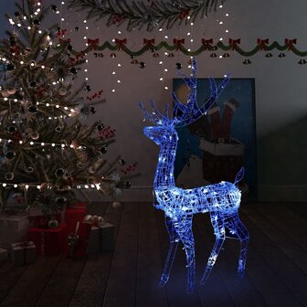 Kerstversiering rendier 140 LED&amp;apos;s 120 cm acryl blauw 1