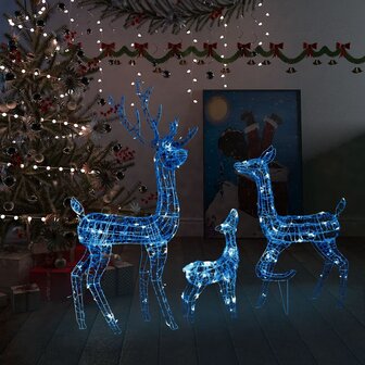 Kerstversiering rendierfamilie 300 LED&amp;apos;s blauw acryl 1