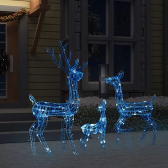 Kerstversiering rendierfamilie 300 LED&amp;apos;s blauw acryl 3