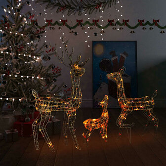 Kerstversiering rendierfamilie 300 LED&amp;apos;s meerkleurig acryl 1