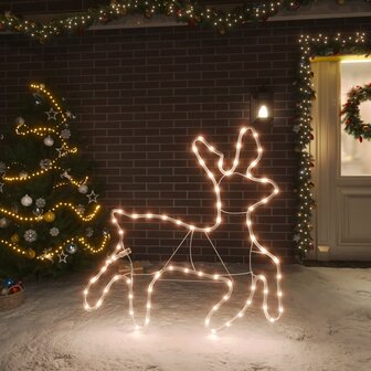 Kerstfiguur rendier met 72 warmwitte LED&amp;apos;s 57x55x4,5 cm 1