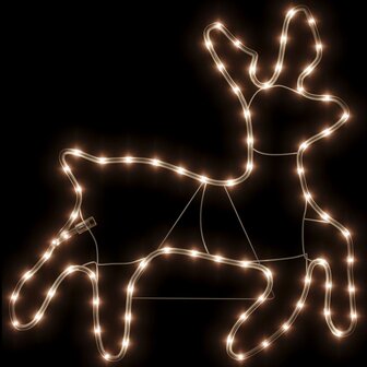 Kerstfiguur rendier met 72 warmwitte LED&amp;apos;s 57x55x4,5 cm 3