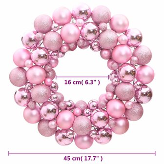 Kerstkrans 45 cm polystyreen roze 4