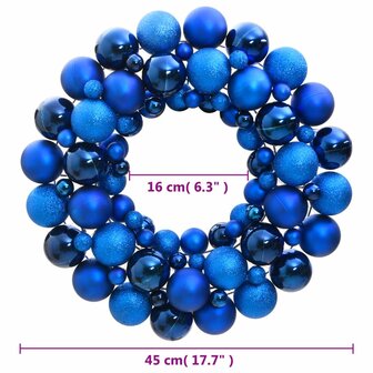 Kerstkrans 45 cm polystyreen blauw 4