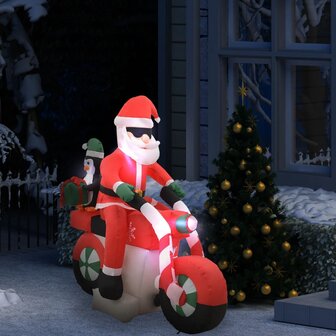 Kerstman opblaasbaar op motorfiets LED IP44 160 cm 1