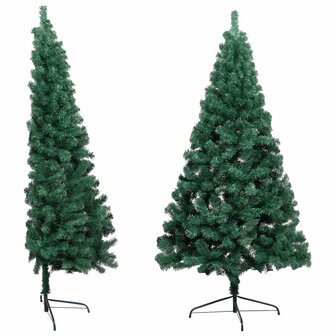 Kunstkerstboom met verlichting en kerstballen half 180 cm groen 3