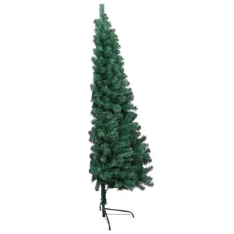 Kunstkerstboom met verlichting en kerstballen half 210 cm groen 5