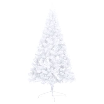 Kunstkerstboom met verlichting en kerstballen half 210 cm wit 5