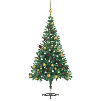 Kunstkerstboom met verlichting en kerstballen 546 takken 180 cm 1