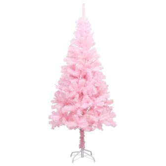 Kunstkerstboom met verlichting en kerstballen 180 cm PVC roze 2