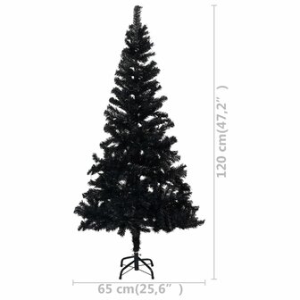 Kunstkerstboom met verlichting en kerstballen 120 cm PVC zwart 12