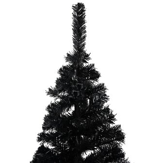 Kunstkerstboom met verlichting en kerstballen 180 cm PVC zwart 3