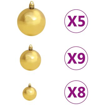 Kunstkerstboom met verlichting en kerstballen 180 cm PVC zwart 7