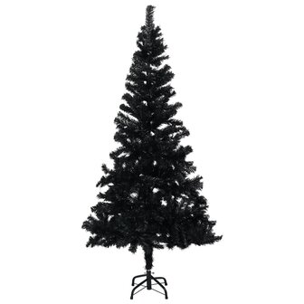 Kunstkerstboom met verlichting en kerstballen 240 cm PVC zwart 2