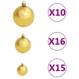 Kunstkerstboom met verlichting en kerstballen 240 cm PVC zwart 8