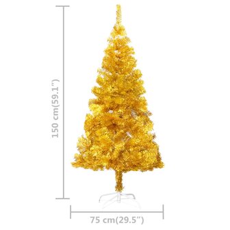 Kunstkerstboom met verlichting en kerstballen 150 cm PET goud 12