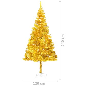 Kunstkerstboom met verlichting en kerstballen 240 cm PET goud 12