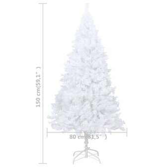 Kunstkerstboom met verlichting en kerstballen 150 cm PVC wit 12